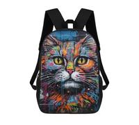 sinyumoney Colorful Graffiti Cat Art School Backpack for Girls 17inch Casual Daypack Lightweight Rucksack Boy Girl Backpack for Middle School Students