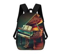 sinyumoney Colorful Grand Piano with Sheet Music School Bags Rucksack Casual Daypacks School Work Travel Bag for Men, Women & Teenage Boys 17inch