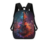 sinyumoney Colorful Guitar Artwork School Bag 3D Printed Backpacks Fashion Kids School Backpack Boys Rucksacks for Boys Middle School Students 17inch