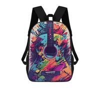 sinyumoney Colorful Guitar Spray Art Children's Backpacks School 3D Printed Bag Bookbag for Kids Travel Rucksacks Boy Girl Book Bags Kids School Bag 17inch