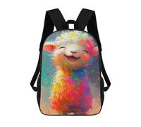 sinyumoney Colorful Happy Alpaca Painting Backpack School Bag Lightweight Airport College Students Back Pack for School/Work/Travel 17inch
