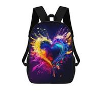 sinyumoney Colorful Heart Burst Artwork Backpack School Bag Lightweight Casual Daypack School Backpacks for Girl, Teen Girls 17inch