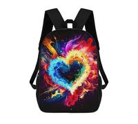 sinyumoney Colorful Heart Painting 3D Printed Children's School Backpack for Kids High Capacity Travel Rucksacks Book Bags Kids School Bag Back Pack 17inch