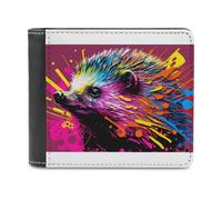 sinyumoney Colorful Hedgehog Artwork-2 3D Print Men's Wallet Credit Card Slots Slots Note Section Modern Style Purse Craftsmanship Gifts 11.7cm*9.5cm
