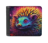 sinyumoney Colorful Hedgehog Artwork 3D Print Wallet Safe Protection Card RFID Blocking Banknote Compartments Fashion Slim Leather Wallet 11.7cm*9.5cm