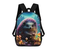 sinyumoney Colorful Hedgehog in Fantasy Forest-1 3D Printed School Bag Children's School Backpack Schoolbags Travel Backpacks Casual Fashion Bag for Kids School Students 17inch