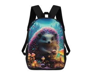 sinyumoney Colorful Hedgehog in Fantasy Forest-1 3D Printed School Bag Children's School Backpack Schoolbags Travel Backpacks Casual Fashion Bag for Kids School Students 17inch