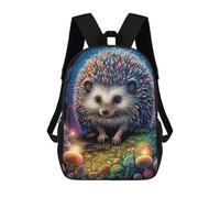 sinyumoney Colorful Hedgehog in Fantasy Forest Backpacks 3D Printed Kids School Backpack School Bag Fashion Rucksacks for Boys Elementary And Middle School Students 17inch