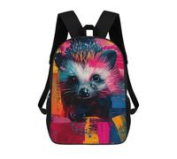 sinyumoney Colorful Hedgehog Painting Children's School Backpack 3D Printed for Kids Travel Rucksacks Book Bags Kids School Bag 17inch