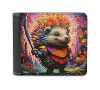 sinyumoney Colorful Hedgehog Warrior 3D Print PU Leather Men's Wallet Multiple Slots Leather RFID Stylish Durable Wallets Craftsmanship Gifts 11.7cm*9.5cm