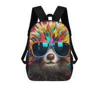 sinyumoney Colorful Hedgehog with Sunglasses Backpack 3D Print Kids Bag Elementary Students Daypack Lightweight School Bag for Children Girls Boys Nursery Lunch Pack 17inch