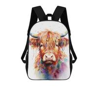 sinyumoney Colorful Highland Cow Art Print-1 School Backpack Fashion Stationery Backpack Waterproof Casual Daypacks for Camping Outdoor Adventures And Daily Travel 17inch