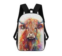 sinyumoney Colorful Highland Cow Art Print-2 Backpack School Bag Lightweight Airport College Students Back Pack for School/Work/Travel 17inch