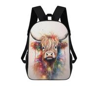 sinyumoney Colorful Highland Cow Art Print Backpack School Bag Fashion Stationery Backpack Waterproof Casual Daypacks- Perfect for Travel, Work And Daily Use 17inch