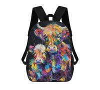 sinyumoney Colorful Highland Cows Backpack School Large Water Resistant Laptop Backpack for Teenage Girls Boys Women Men 17inch