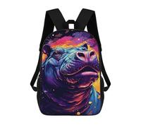 sinyumoney Colorful Hippo Illustration Rucksack Rucksack Casual Daypacks School Work Travel Bag for Men, Women & Teenage Boys 17inch