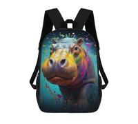 sinyumoney Colorful Hippo Portrait-2 Backpack School Water Resistant Travel Backpack Computer Bag for Girls Boys Teenage 17inch