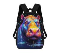 sinyumoney Colorful Hippo Portrait-3 Rucksack School Secondary High School College Backpack Travel for Teenage Girls Boys Women Men 17inch