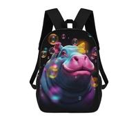 sinyumoney Colorful Hippo with Bubbles-1 3D Printed School Bag Children's School Backpack Schoolbags Travel Backpacks Casual Fashion Bag for Kids School Students 17inch