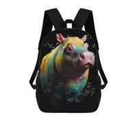 sinyumoney Colorful Hippo with Bubbles Backpack for School 3D Printed Boys Girls School BagChildren Bookbag Travel Rucksack 17inch