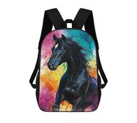 sinyumoney Colorful Horse Art Print-2 Backpack School Bag Work Laptop Backpack Rucksack Bag for Boys/Girls/Teenagers 17inch
