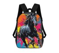 sinyumoney Colorful Horse Art Print School Backpack 3D Printed Children's 17inch Backpacks Bag Bookbag for Kids Boy Girl Book Bags Kids School Bag Travel Rucksacks
