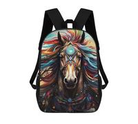 sinyumoney Colorful Horse Artwork School Backpack High Secondary School Bags Casual Backpack for Girls Boys Teenage 17inch