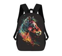 sinyumoney Colorful Horse Head Art Print-1 School Backpack High Secondary School Bags Casual Backpack for Girl, Teen Girls 17inch