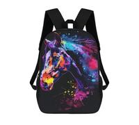 sinyumoney Colorful Horse Head Art Print School Bags Rucksack Casual Daypacks School Work Travel Bag for Teenage Girls Boys Women Men 17inch