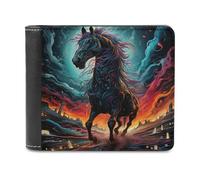 sinyumoney Colorful Horse in Flames 3D Print Clutch Purse Use Holds Bills RFID Blocking Soft Convenient Wallets Craftsmanship Gifts 11.7cm*9.5cm