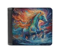 sinyumoney Colorful Horse in Motion -3 3D Print PU Leather Wallet Use Holds Bills Banknote Compartments Soft Convenient Purse for Boys Girls 11.7cm*9.5cm