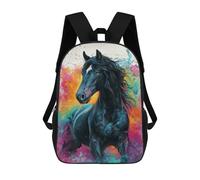 sinyumoney Colorful Horse Painting Art-1 3D Printed 17inch School Bag Children's School Backpack Travel Backpacks Casual Fashion Bag for Kids School Students