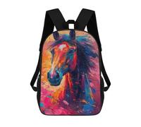 sinyumoney Colorful Horse Painting Art-2 Backpack School Lightweight Airport College Students Back Pack for School/Work/Travel 17inch