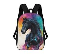 sinyumoney Colorful Horse Painting Art-2 School Bags School Secondary High School College Backpack Travel for Boys/Girls/Teenagers 17inch