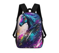 sinyumoney Colorful Horse Painting Art School Backpack Water Resistant Travel Backpack Computer Bag for Men, Women & Teenage Boys 17inch