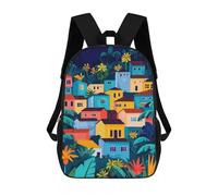 sinyumoney Colorful Houses of Tropical Village Minimalist Art School Backpack School Secondary High School College Backpack Travel for Men/Women 17inch