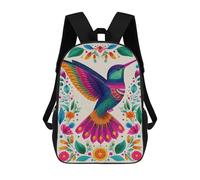 sinyumoney Colorful Hummingbird Art Print-2 Backpacks 3D Printed Kids School Backpack School Bag Fashion Rucksacks for Boys Elementary And Middle School Students 17inch