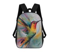 sinyumoney Colorful Hummingbird Art Print-4 Backpack School Bag Large School Backpack for Boys - Perfect for Travel, Work And Daily Use 17inch