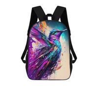 sinyumoney Colorful Hummingbird Art Print Backpack School Lightweight Airport College Students Back Pack for School/Work/Travel 17inch