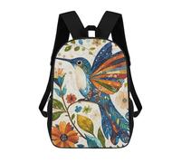 sinyumoney Colorful Hummingbird Art Print Children's Backpacks School Backpack 3D Printed for Kids Travel Rucksacks Book Bags Kids 17inch School Bag