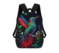 sinyumoney Colorful Hummingbird Artwork Backpack 3D Print Kids Bag Elementary Students Daypack Lightweight School Bag for Children Girls Boys Nursery Lunch Pack 17inch