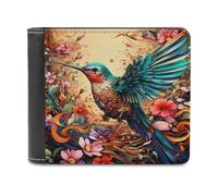 sinyumoney Colorful Hummingbird in Bloom 3D Print Clutch Purse ID Window Coin RFID Blocking Banknote Compartments Slim Elegant Wallets Youth Guys 11.7cm*9.5cm