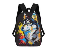 sinyumoney Colorful Husky Art Print-2 Rucksack Water Resistant Travel Backpack Computer Bag for Teenage Girls Boys Women Men 17inch