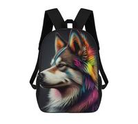 sinyumoney Colorful Husky Dog Animals Backpacks Kids Student Schoolbag 3D Printed Backpacks Elementary And Middle School Students Backpacks for Boys Girls 17inch