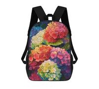 sinyumoney Colorful Hydrangea Blooms 3D Printed School Bag Children's School Backpack Schoolbags Travel Backpacks Casual Fashion Bag for Kids School Students 17inch