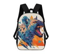 sinyumoney Colorful Hyena Illustration with Geometric Shapes Children's 17 Inch School Backpack 3D Printed Anime Movies for Kids Travel Rucksacks Book Bags Kids School Bag