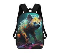 sinyumoney Colorful Hyena in Forest 3D Printed Children's School Backpack for Kids Travel Rucksacks Book Bags Kids School Bag 17inch