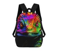 sinyumoney Colorful Iguana Backpacks Kids School Backpack School Bag 3D Printed School Bag for Boys Elementary And Middle School Students 17inch