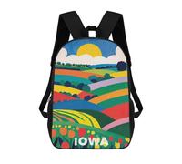 sinyumoney Colorful Iowa Retro Art Backpack School Bag Lightweight Airport College Students Back Pack for School/Work/Travel 17inch