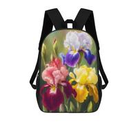 sinyumoney Colorful Iris Flower Bouquet 3D Printed 17 Inch School Backpack Children's Backpacks 3D Printed Cool Knapsack for Boys Elementary And Middle